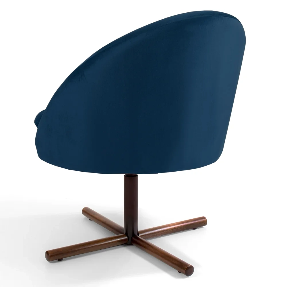 Kit 2 Poltronas Decorativas Giratórias Base Xis Madeira Rafa C-304 Veludo Azul Marinho - Domi