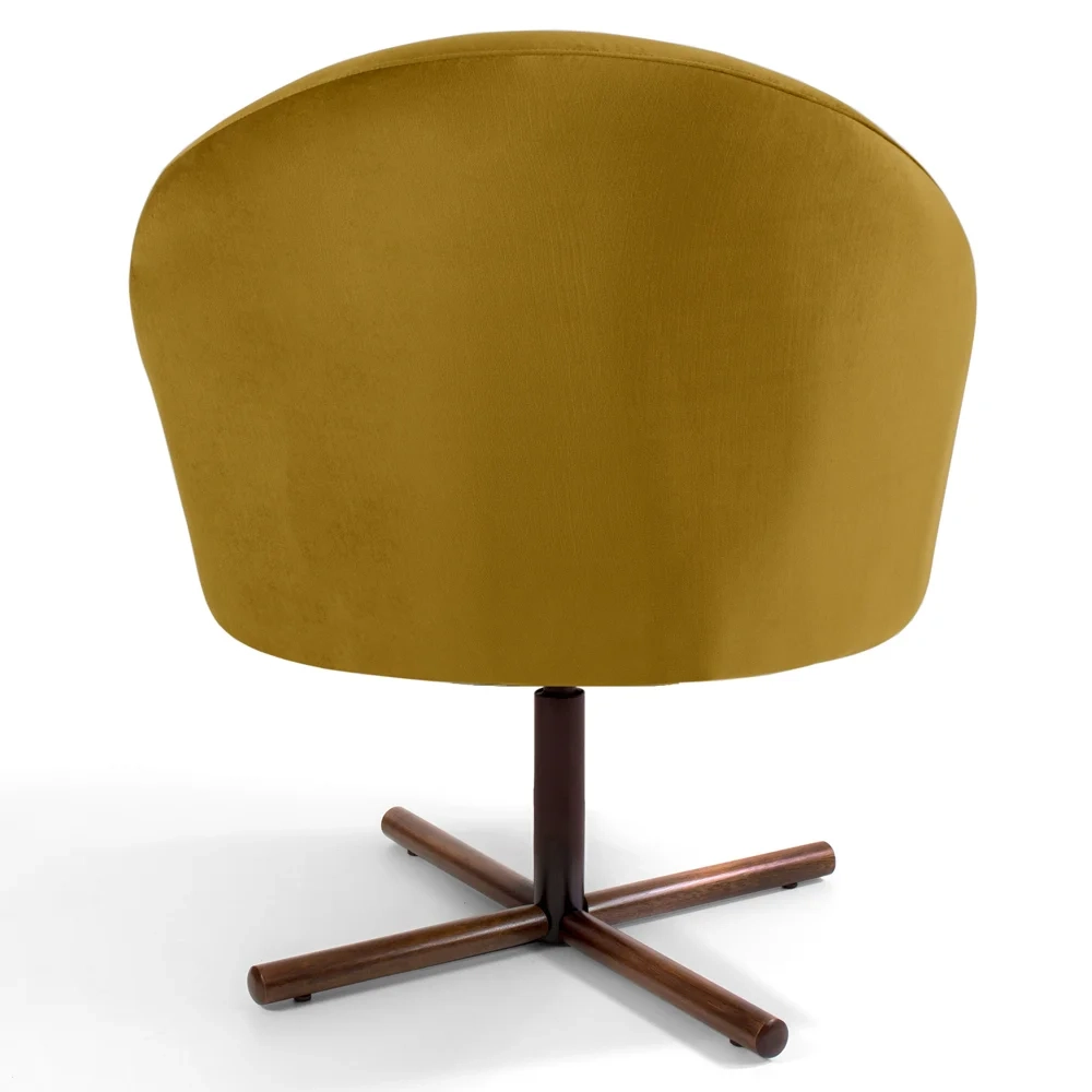 Kit 2 Poltronas Decorativas Giratórias Base Xis Madeira Rafa C-279 Veludo Mostarda - Domi