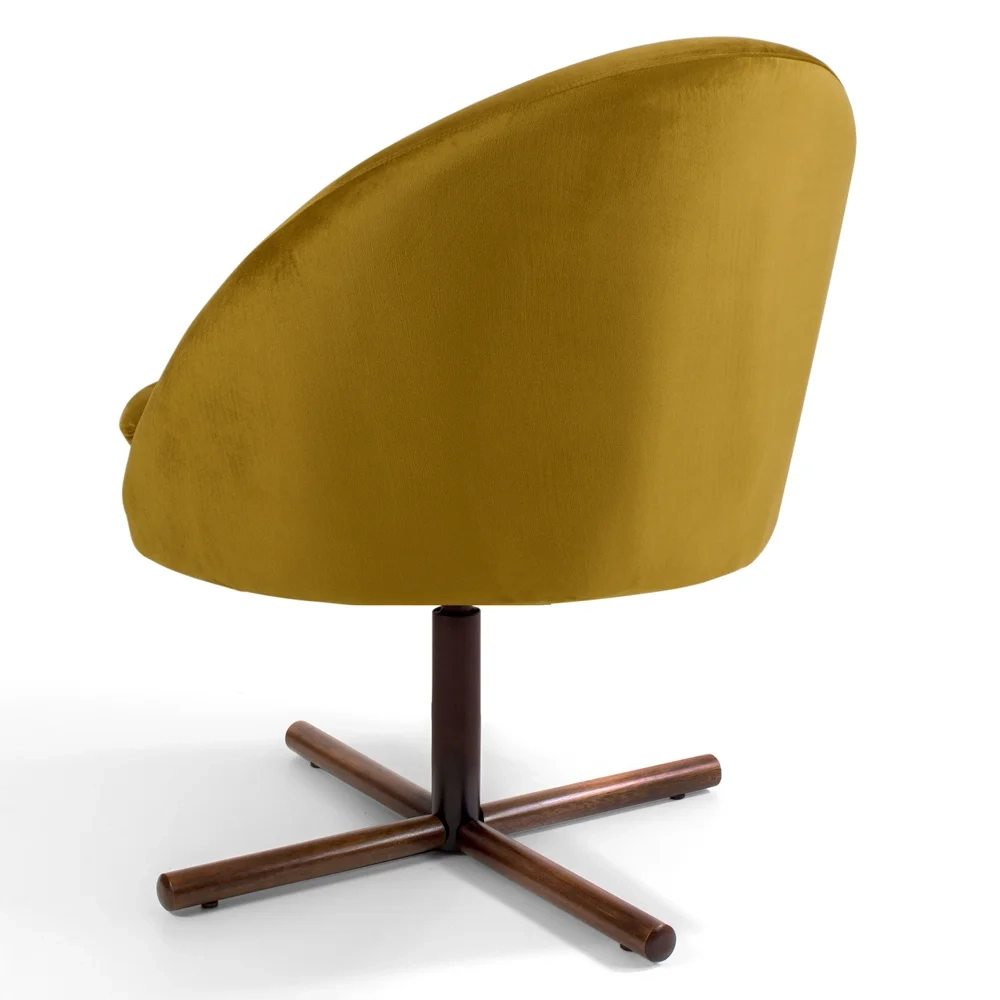 Kit 2 Poltronas Decorativas Giratórias Base Xis Madeira Rafa C-279 Veludo Mostarda - Domi