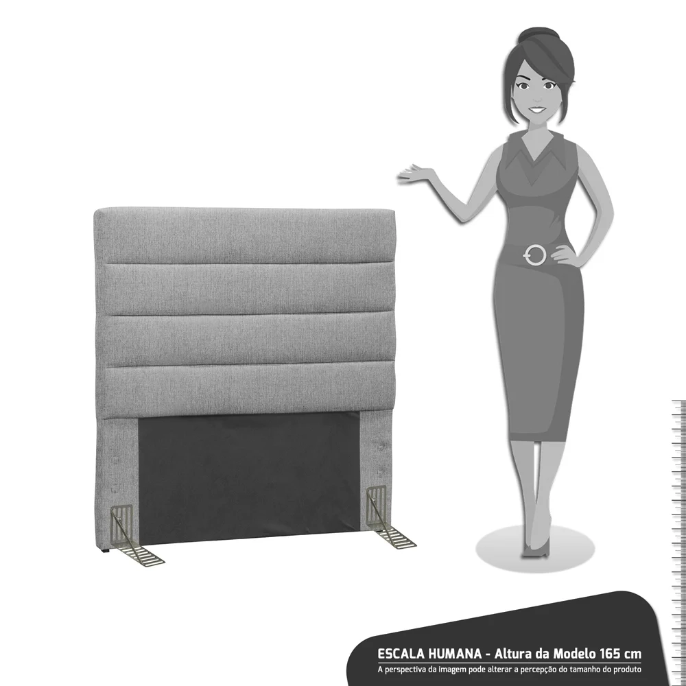 Cabeceira Solteiro 90cm Greta Linho Cinza Z51 - Mpozenato