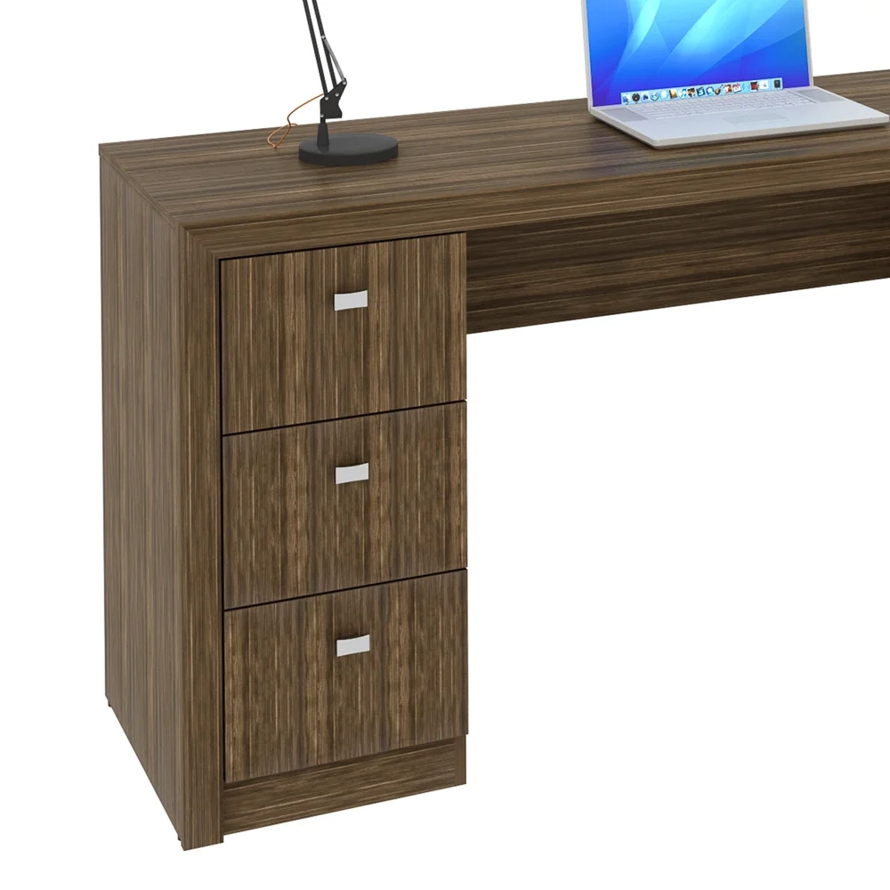 Mesa Para Computador 3 Gavetas ME4102 Nogal - Tecno Mobili