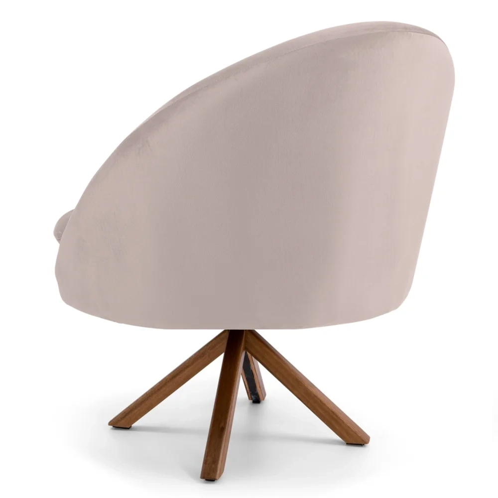 Kit 2 Poltronas Decorativas Giratórias Base Giromad Madeira Rafa C-309 Veludo Bege - Domi