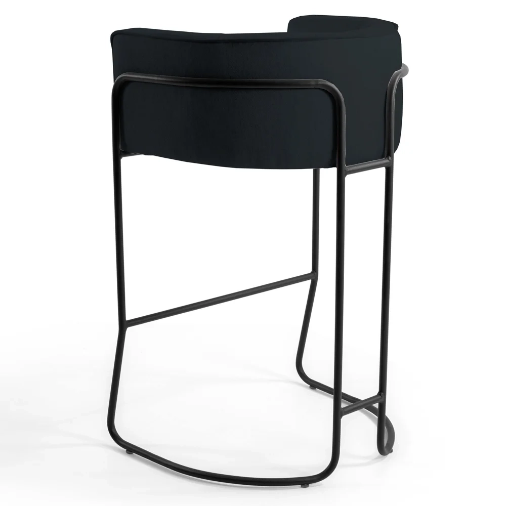 Kit 3 Banquetas Decorativas Base Aço Preto Betina C-05 Sintético Preto - Domi