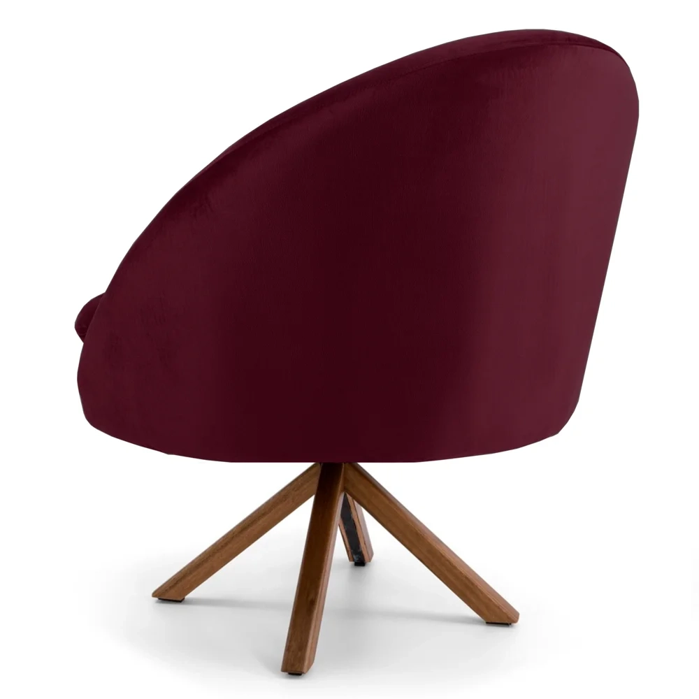 Kit 2 Poltronas Decorativas Giratórias Base Giromad Madeira Rafa C-278 Veludo Marsala - Domi