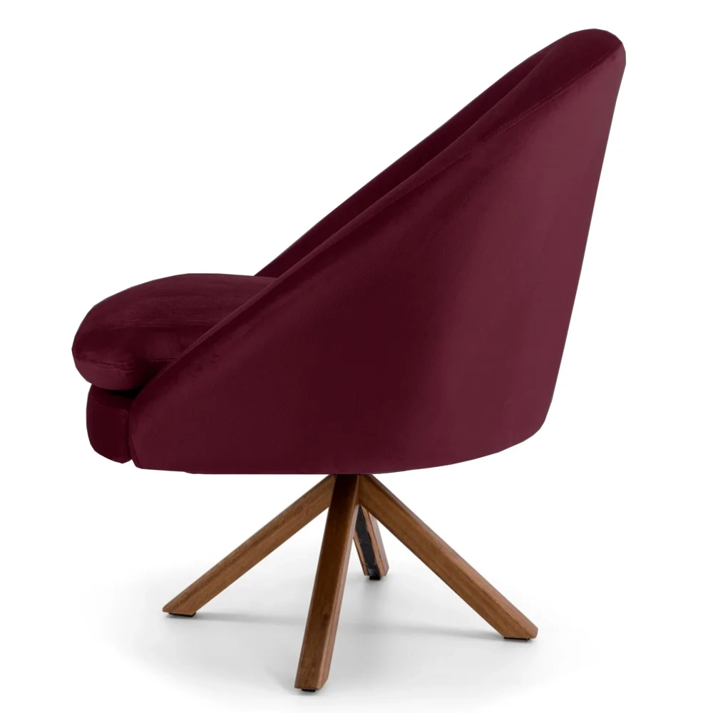 Kit 2 Poltronas Decorativas Giratórias Base Giromad Madeira Rafa C-278 Veludo Marsala - Domi