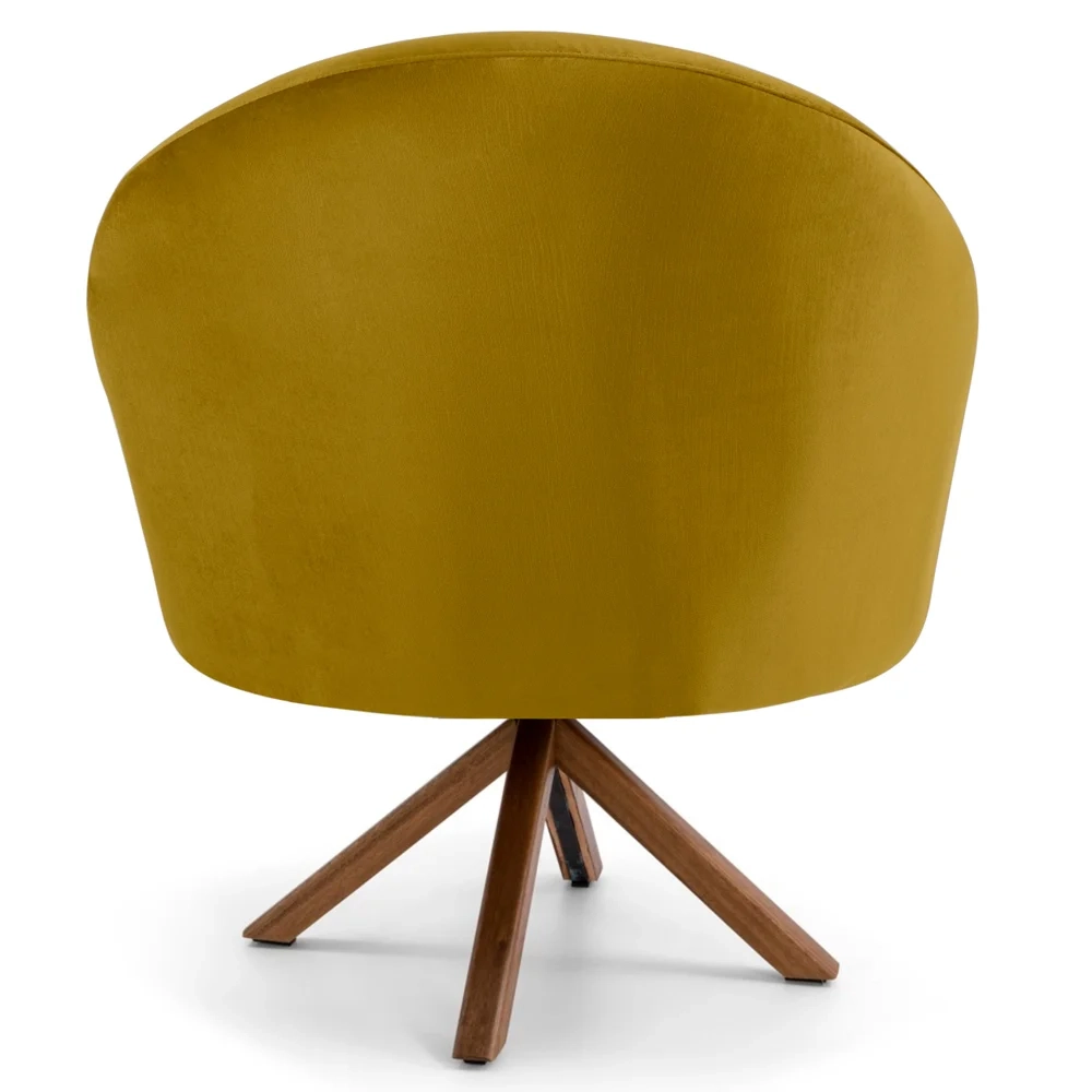 Kit 2 Poltronas Decorativas Giratórias Base Giromad Madeira Rafa C-279 Veludo Mostarda - Domi