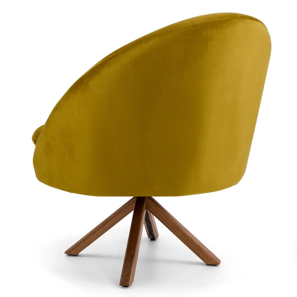 Kit 2 Poltronas Decorativas Giratórias Base Giromad Madeira Rafa C-279 Veludo Mostarda - Domi