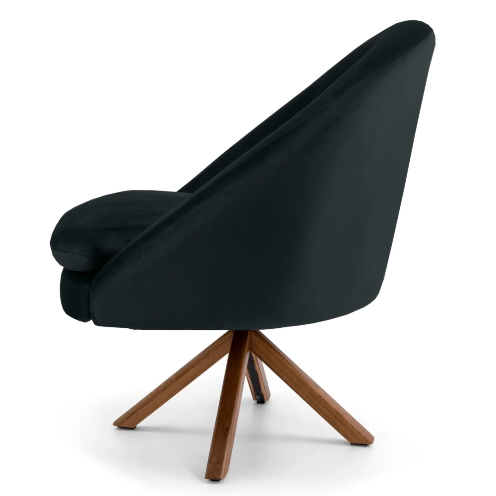 Kit 2 Poltronas Decorativas Giratórias Base Giromad Madeira Rafa C-300 Veludo Preto - Domi