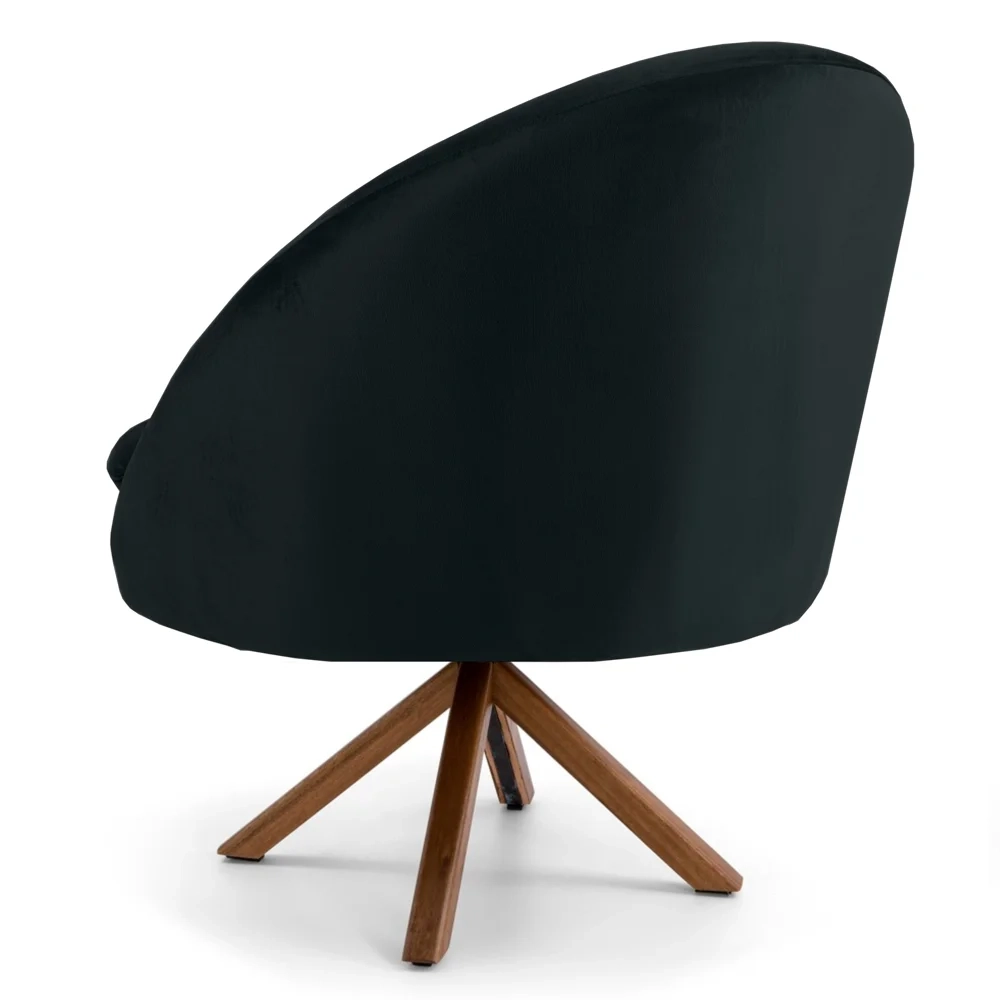 Kit 2 Poltronas Decorativas Giratórias Base Giromad Madeira Rafa C-300 Veludo Preto - Domi