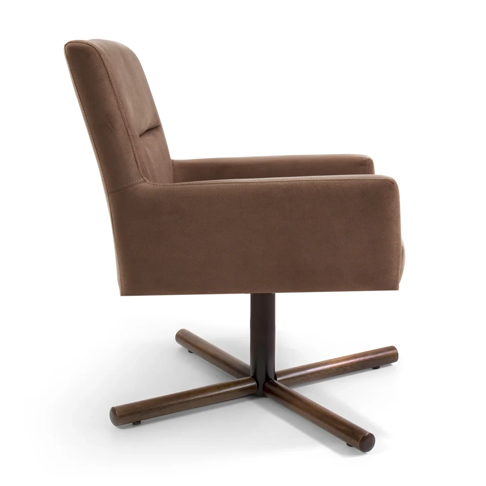 Kit 2 Poltronas Decorativas Giratórias Base Xis Madeira Angel Veludo C-276 Ferrugem - Domi