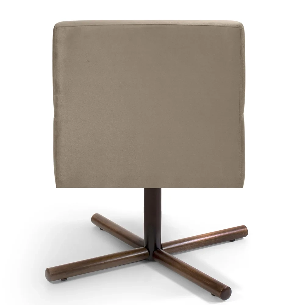 Kit 2 Poltronas Decorativas Giratórias Base Xis Madeira Angel Veludo C-68 Marrom Claro - Domi