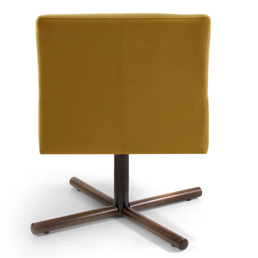 Kit 2 Poltronas Decorativas Giratórias Base Xis Madeira Angel Veludo C-260 Mostarda - Domi