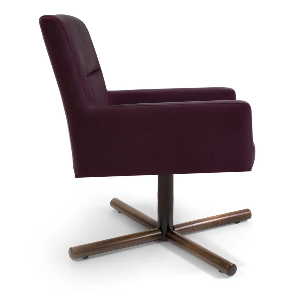 Kit 2 Poltronas Decorativas Giratórias Base Xis Madeira Angel Veludo D-292 Uva - Domi