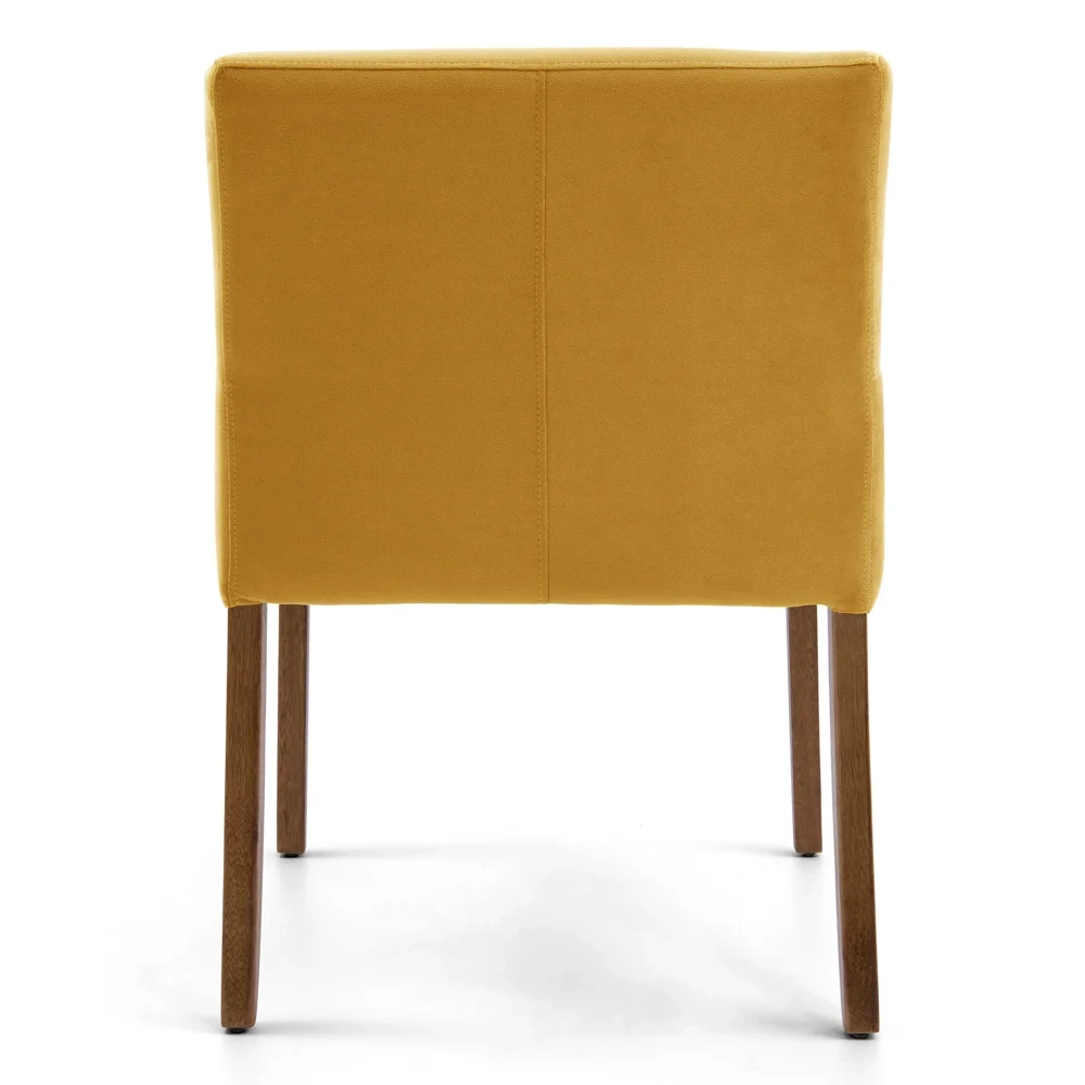 Kit 2 Poltronas Decorativas Base Madeira Angel Veludo C-279 Amarelo - Domi