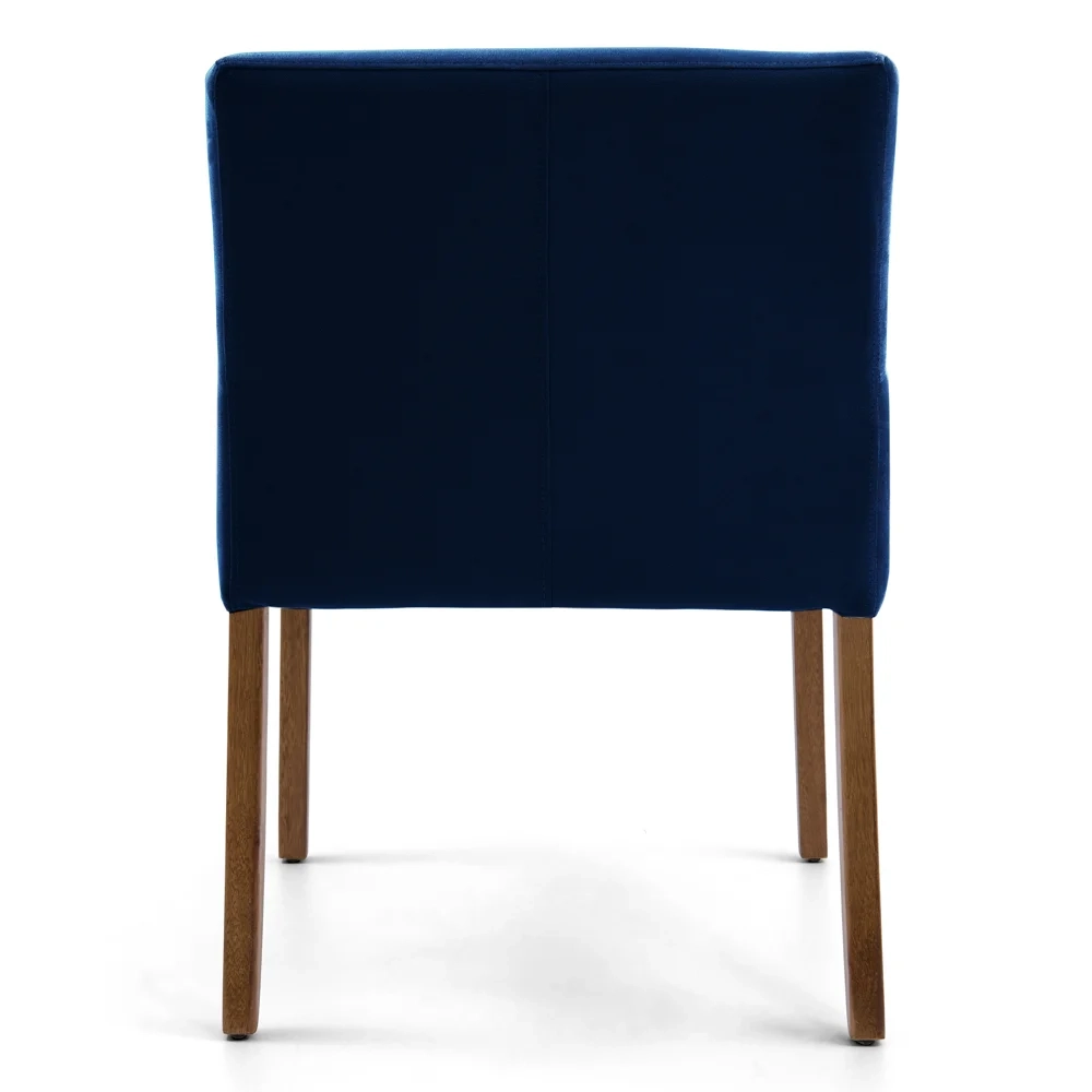 Kit 2 Poltronas Decorativas Base Madeira Angel Veludo C-304 Azul Marinho - Domi