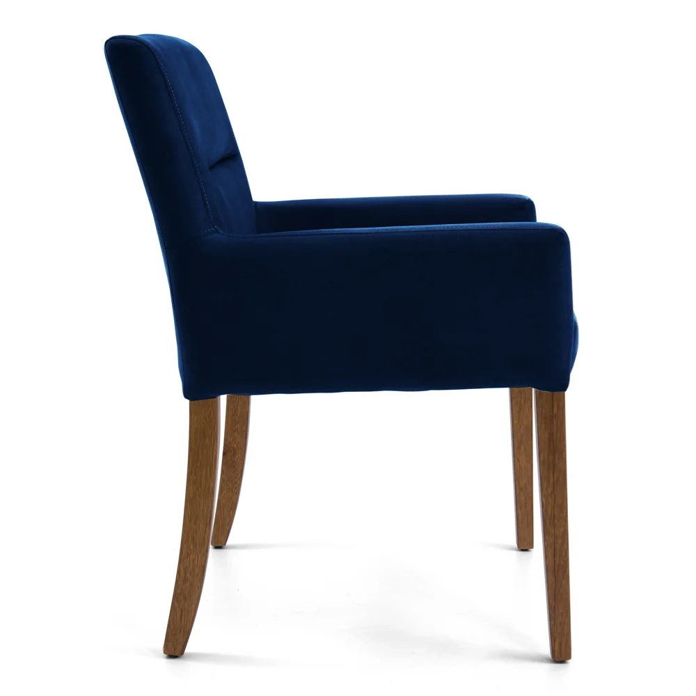 Kit 2 Poltronas Decorativas Base Madeira Angel Veludo C-304 Azul Marinho - Domi