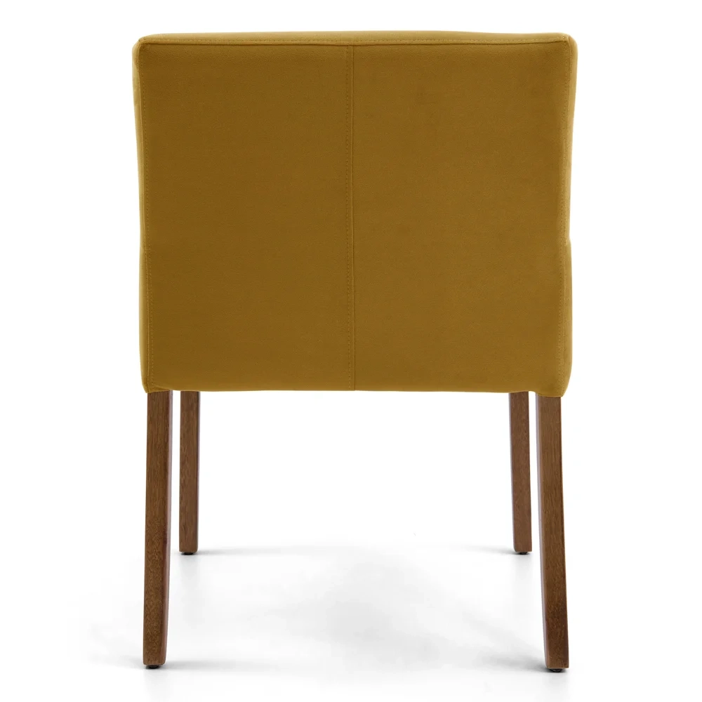 Kit 2 Poltronas Decorativas Base Madeira Angel Veludo C-260 Mostarda - Domi