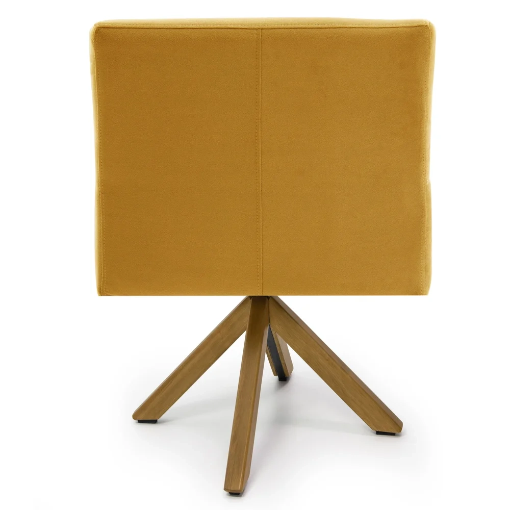 Kit 2 Poltronas Decorativas Giratórias Base Giromad Madeira Angel Veludo C-279 Amarelo - Domi