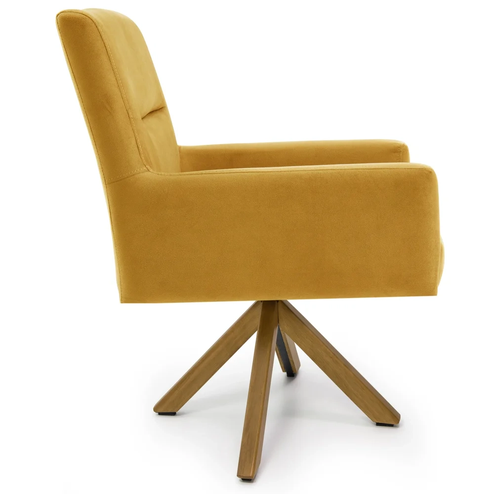 Kit 2 Poltronas Decorativas Giratórias Base Giromad Madeira Angel Veludo C-279 Amarelo - Domi