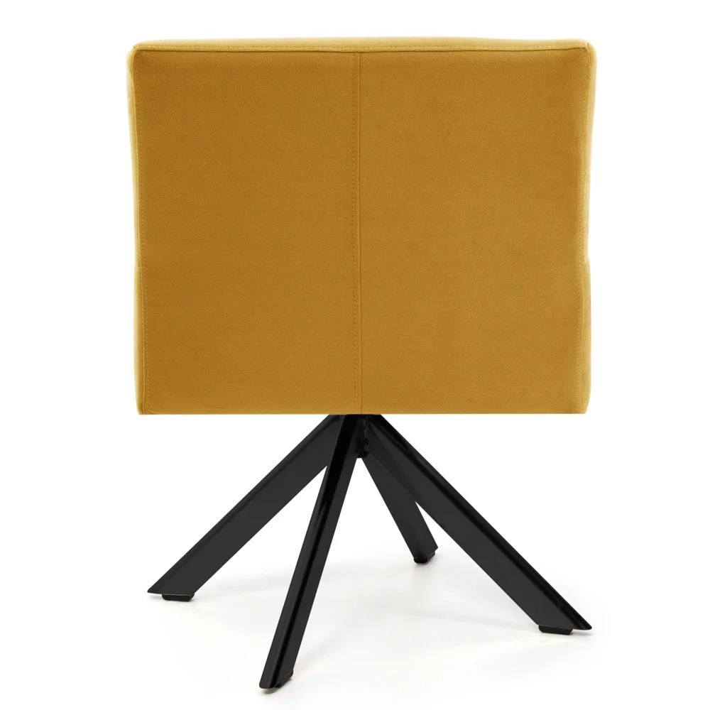 Kit 2 Poltronas Decorativas Giratórias Base Eiffel Preto Angel Veludo C-279 Amarelo- Domi