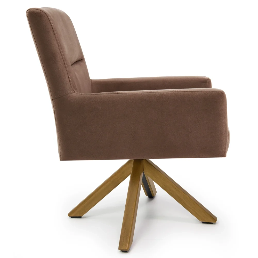 Kit 2 Poltronas Decorativas Giratórias Base Giromad Madeira Angel Veludo C-276 Ferrugem - Domi