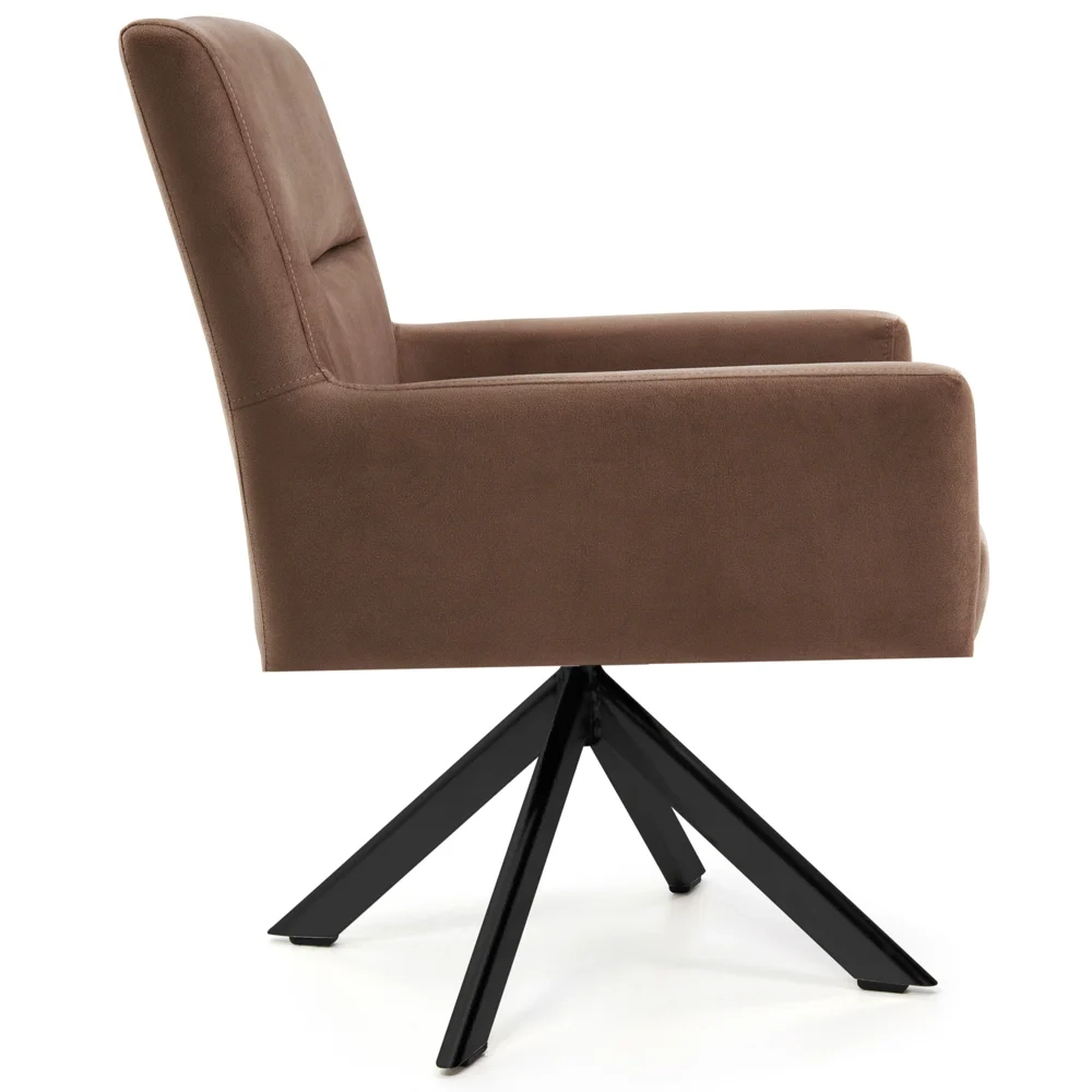 Kit 2 Poltronas Decorativas Giratórias Base Eiffel Preto Angel Veludo C-276 Ferrugem - Domi