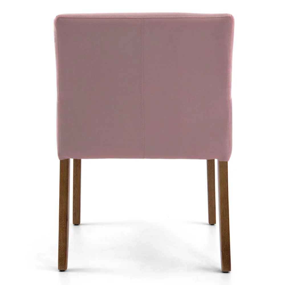Kit 2 Poltronas Decorativas Base Madeira Angel Veludo C-305 Rosa - Domi