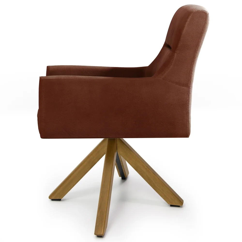 Kit 2 Poltronas Decorativas Giratórias Base Giromad Madeira Angel Veludo C-417 Malbec - Domi