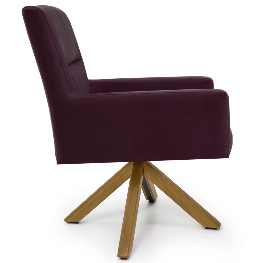 Kit 2 Poltronas Decorativas Giratórias Base Giromad Madeira Angel Veludo C-292 Uva - Domi