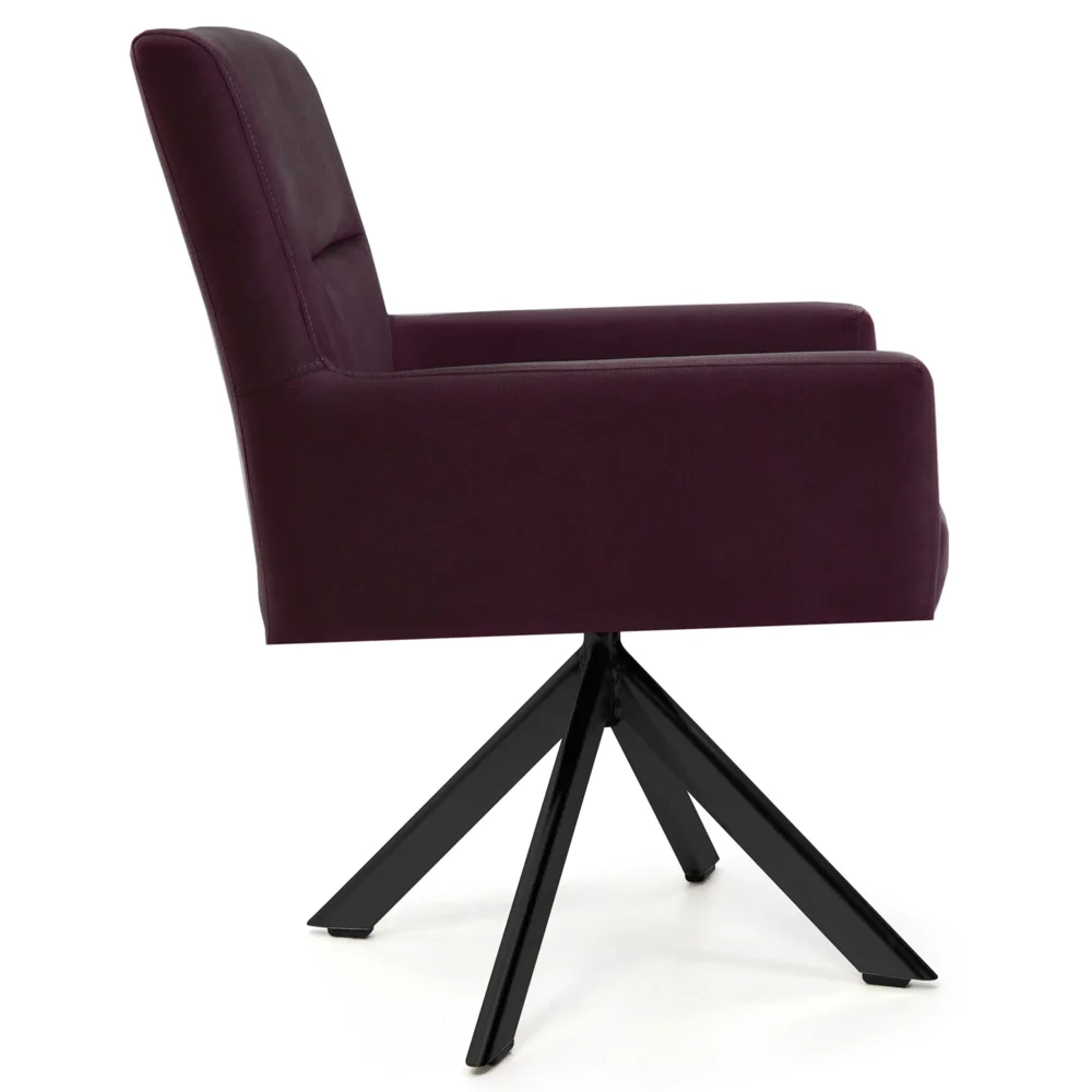 Kit 2 Poltronas Decorativas Giratórias Base Eiffel Preto Angel Veludo C-292 Uva - Domi