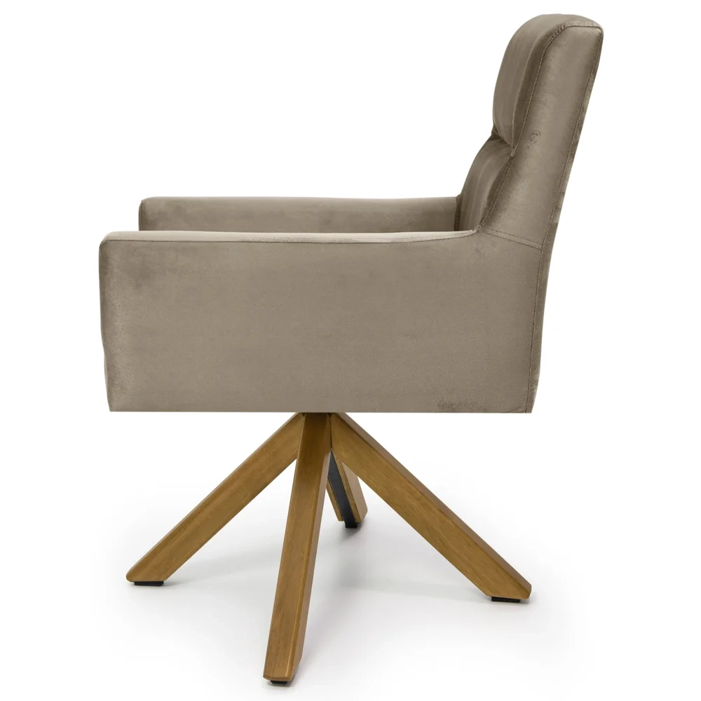 Kit 2 Poltronas Decorativas Giratórias Base Giromad Madeira Angel Veludo C-68 Marrom Claro - Domi
