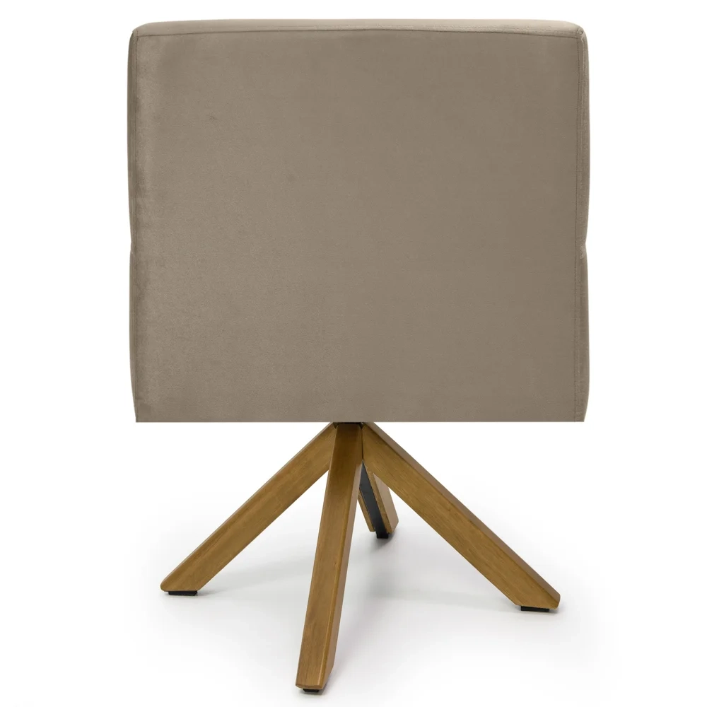Kit 2 Poltronas Decorativas Giratórias Base Giromad Madeira Angel Veludo C-68 Marrom Claro - Domi