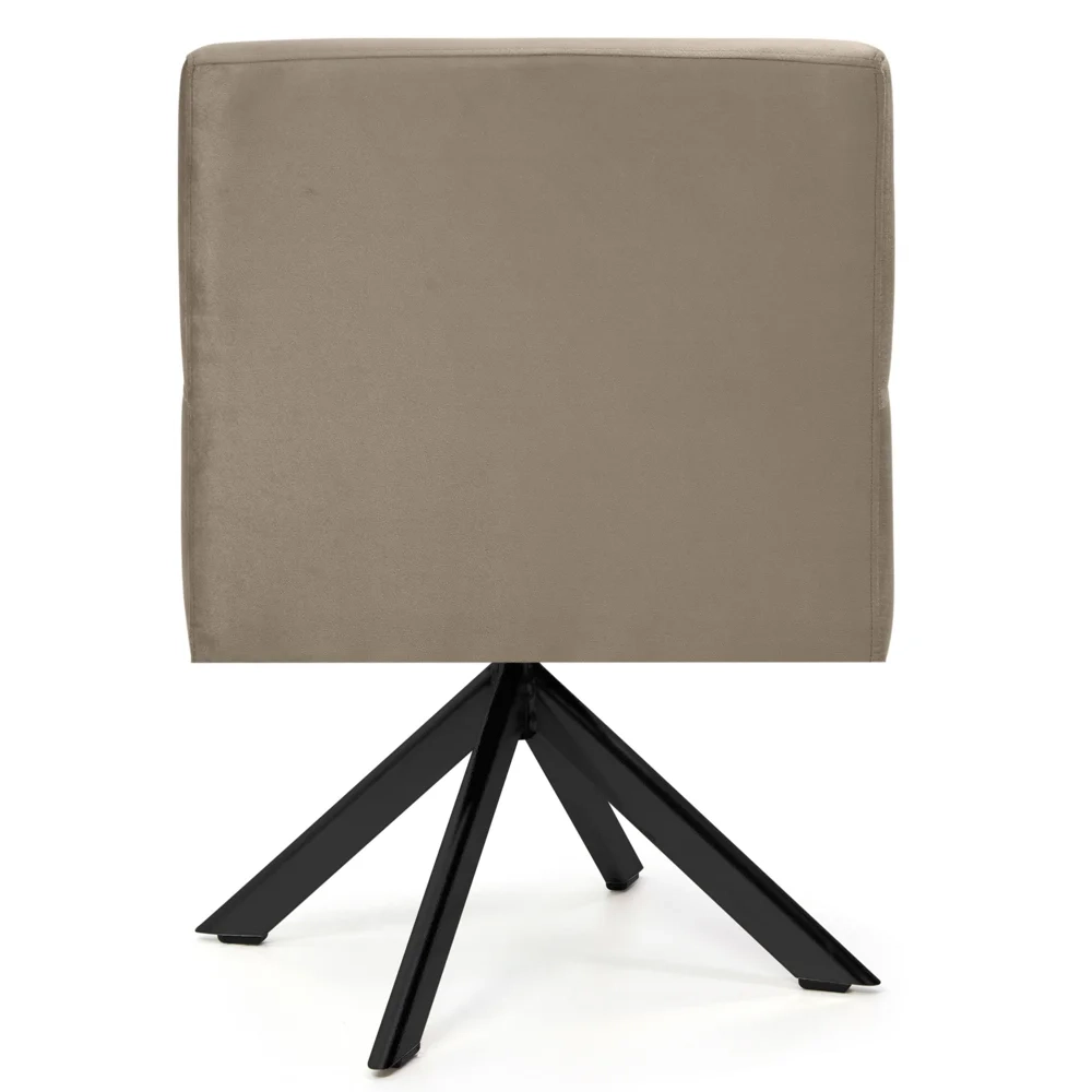 Kit 2 Poltronas Decorativas Giratórias Base Eiffel Preto Angel Veludo C-68 Marrom Claro - Domi