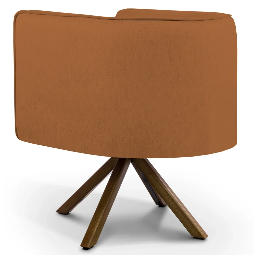 Kit 2 Poltronas Decorativas Base Giromad Madeira Betina C-262 Veludo Telha - Domi