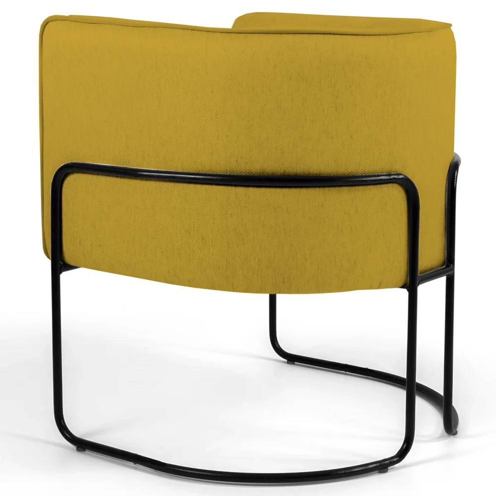 Kit 2 Poltronas Decorativas Base Aço Betina C-279 Veludo Mostarda - Domi