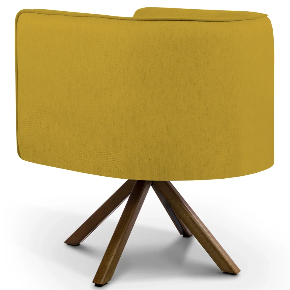Kit 2 Poltronas Decorativas Base Giromad Madeira Betina C-279 Veludo Mostarda - Domi