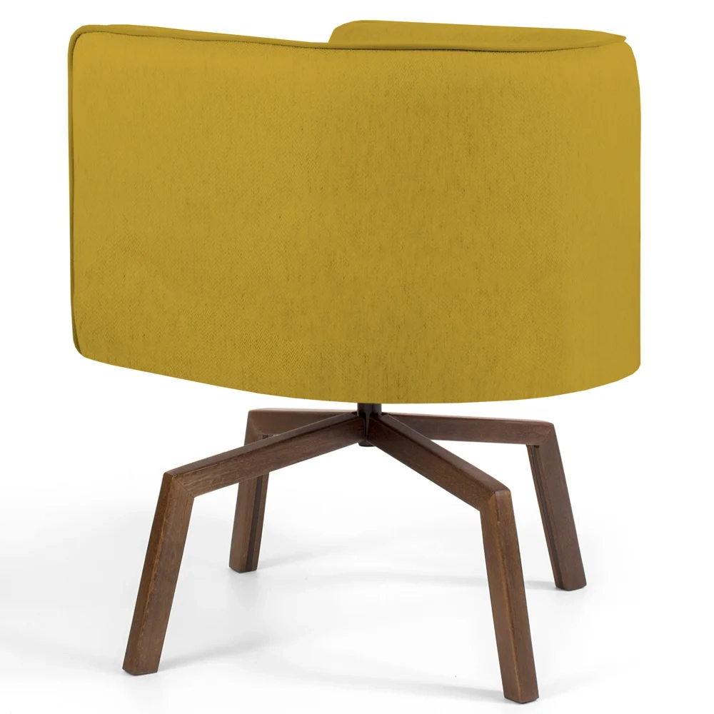 Kit 2 Poltronas Decorativas Base Ka Madeira Betina C-279 Veludo Mostarda - Domi