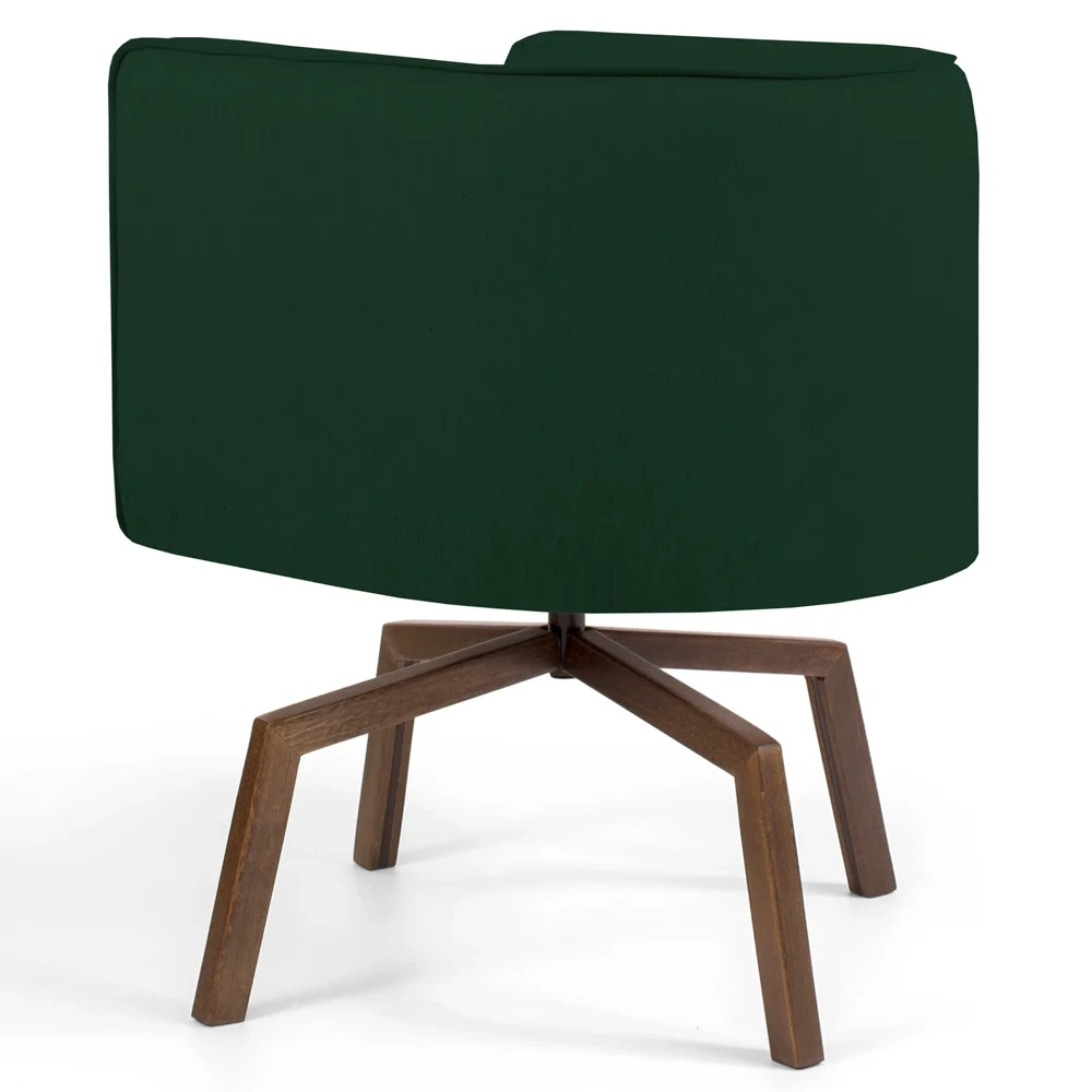 Kit 2 Poltronas Decorativas Base Ka Madeira Betina C-303 Veludo Verde Musgo - Domi