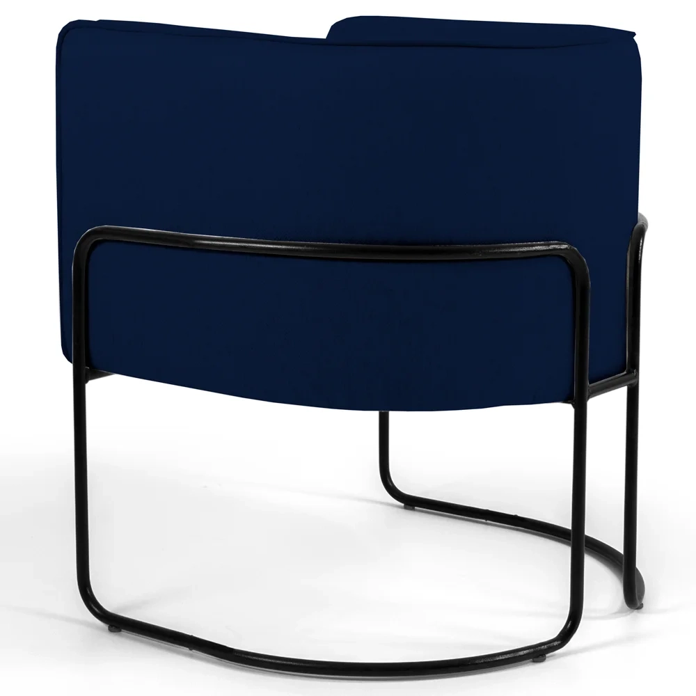 Kit 2 Poltronas Decorativas Base Aço Betina C-304 Veludo Azul Marinho - Domi
