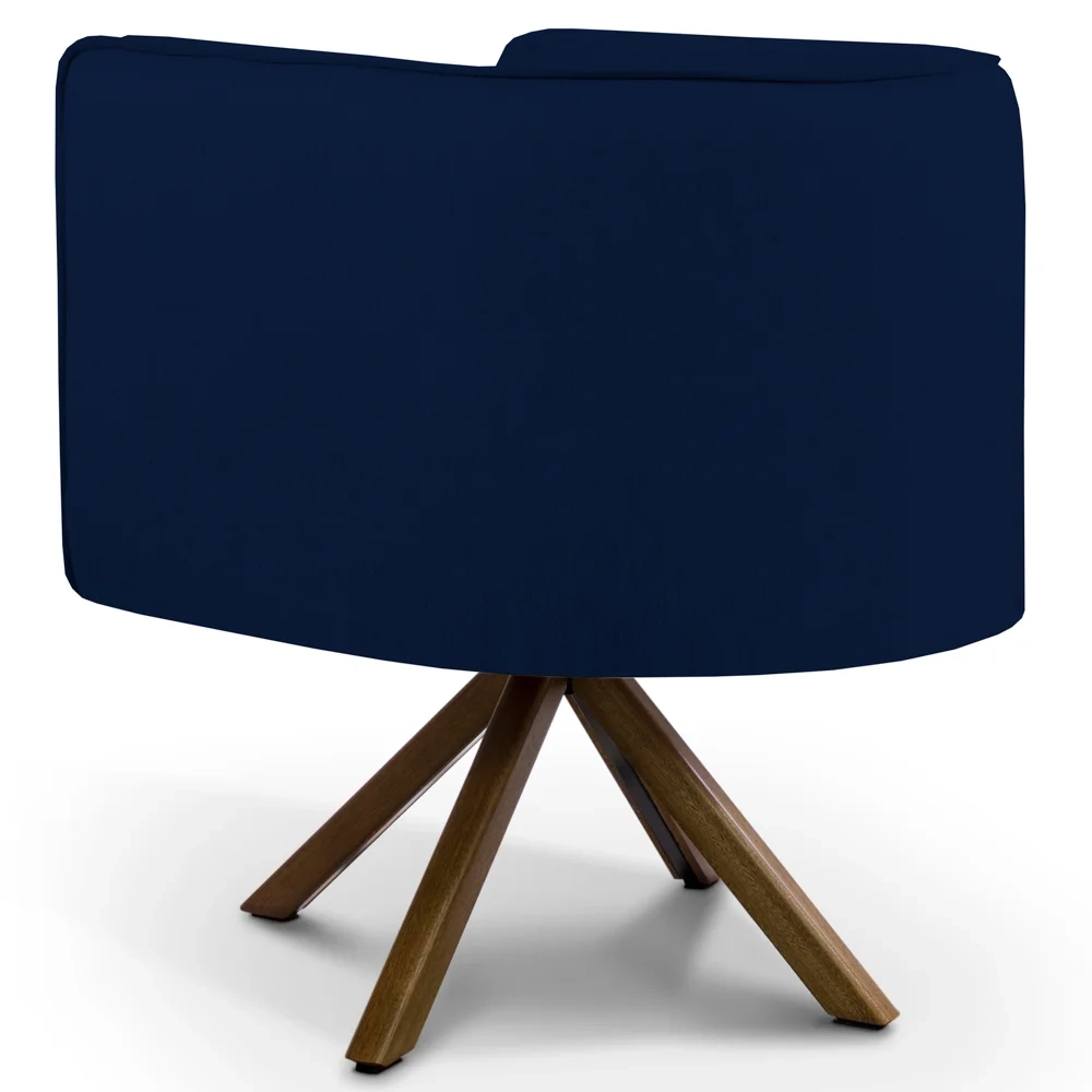 Kit 2 Poltronas Decorativas Base Giromad Madeira Betina C-304 Veludo Azul Marinho - Domi
