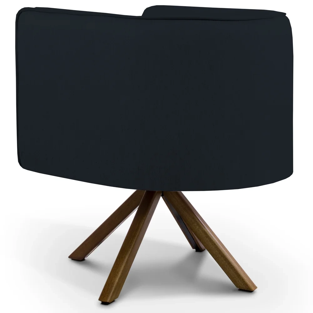 Kit 2 Poltronas Decorativas Base Giromad Madeira Betina C-300 Veludo Preto - Domi