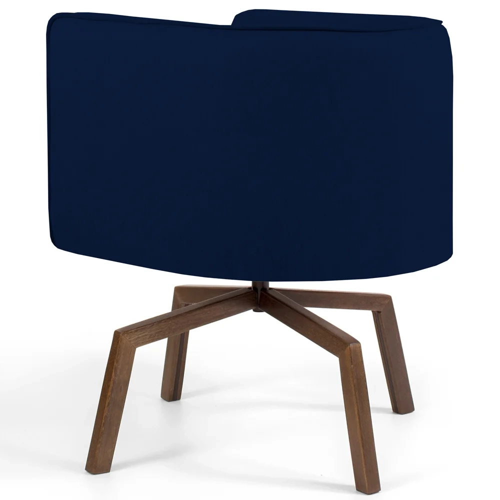 Kit 2 Poltronas Decorativas Base Ka Madeira Betina C-304 Veludo Azul Marinho - Domi