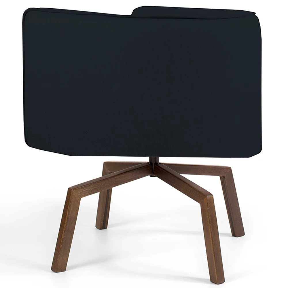 Kit 2 Poltronas Decorativas Base Ka Madeira Betina C-300 Veludo Preto - Domi