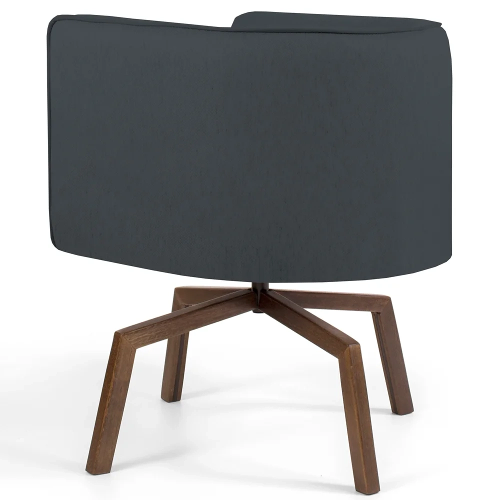 Kit 2 Poltronas Decorativas Base Ka Madeira Betina C-317 Veludo Cinza - Domi