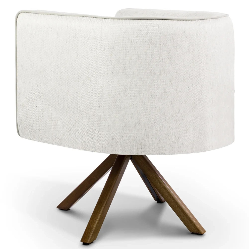 Kit 2 Poltronas Decorativas Base Giromad Madeira Betina C-443 Linho Bege - Domi