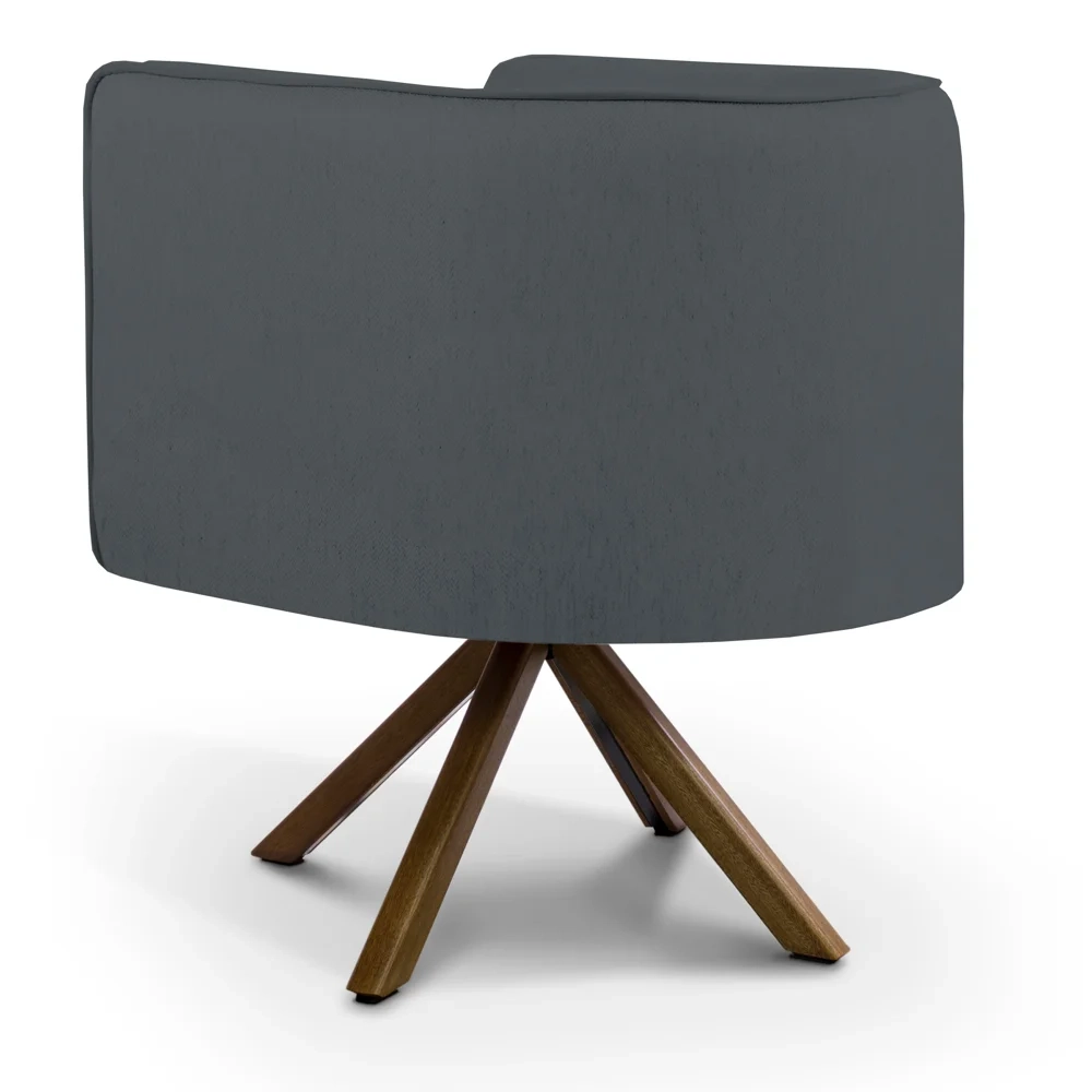 Kit 2 Poltronas Decorativas Base Giromad Madeira Betina C-03 Corano Cinza - Domi