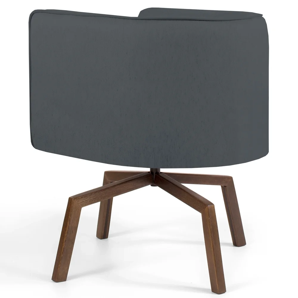 Kit 2 Poltronas Decorativas Base Ka Madeira Betina C-03 Corano Cinza - Domi