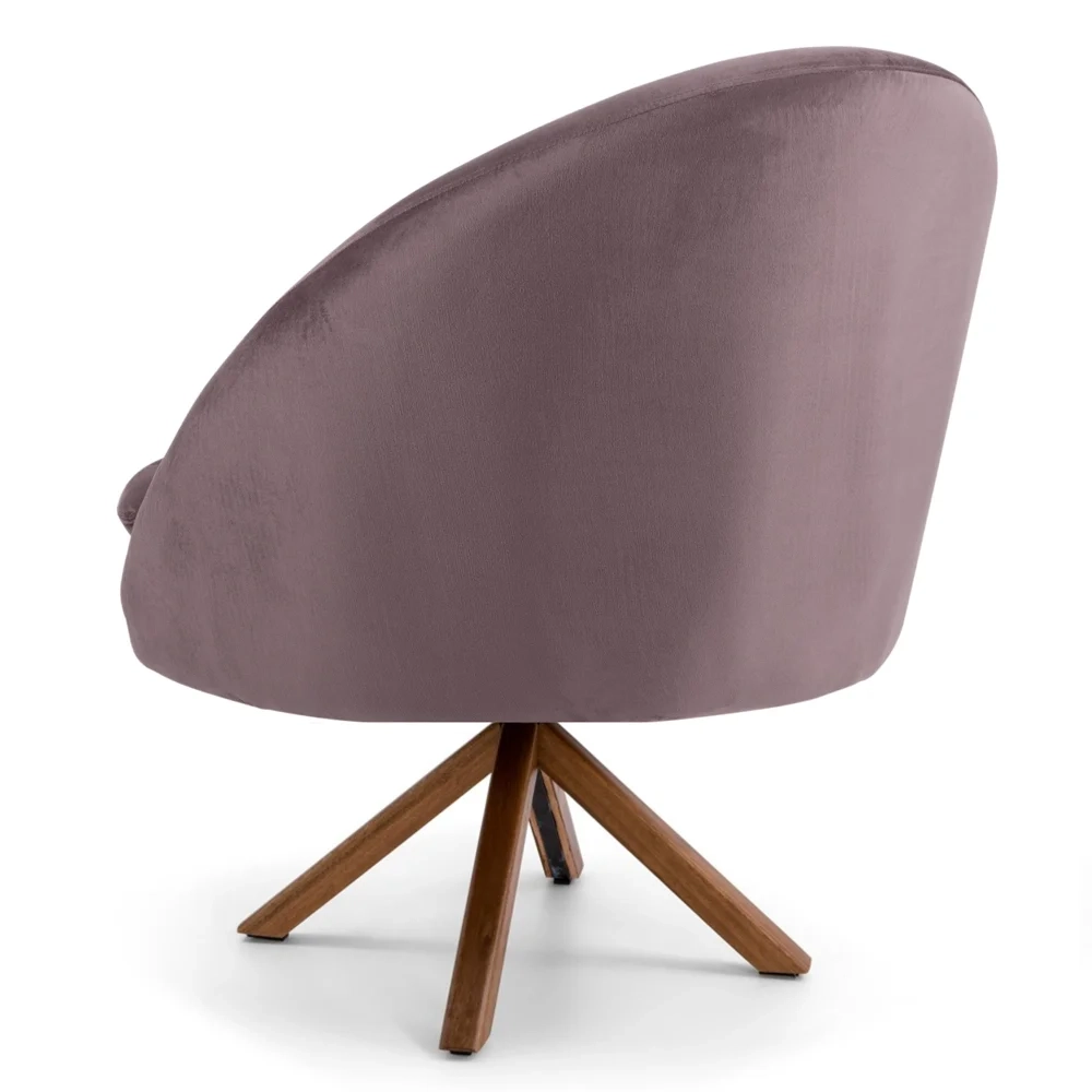 Kit 2 Poltronas Decorativas Giratórias Base Giromad Madeira Rafa C-305 Veludo Rosê - Domi