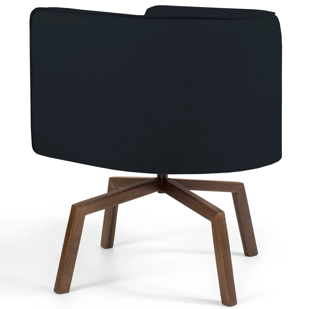 Kit 2 Poltronas Decorativas Base Ka Madeira Betina C-05 Corano Preto - Domi