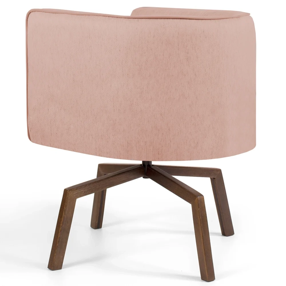 Kit 2 Poltronas Decorativas Base Ka Madeira Betina C-105 Linho Rosê - Domi